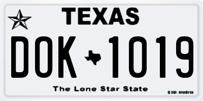 TX license plate DOK1019