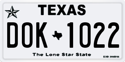 TX license plate DOK1022