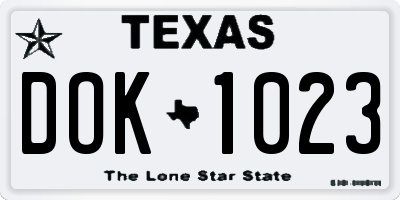 TX license plate DOK1023