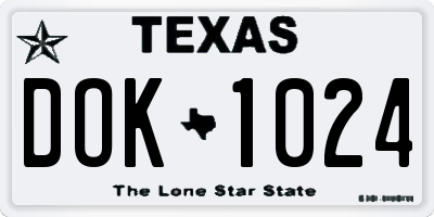 TX license plate DOK1024