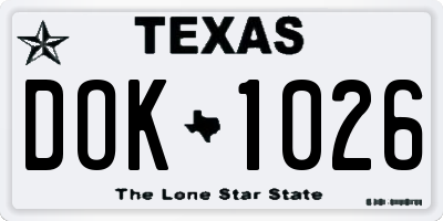 TX license plate DOK1026