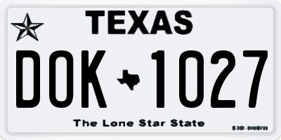 TX license plate DOK1027