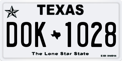 TX license plate DOK1028
