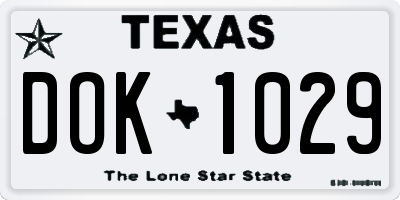 TX license plate DOK1029