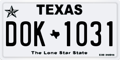 TX license plate DOK1031