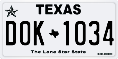 TX license plate DOK1034