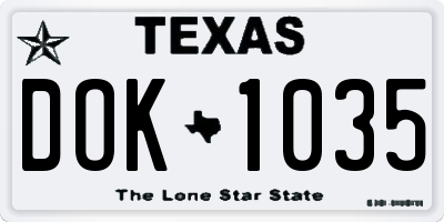 TX license plate DOK1035