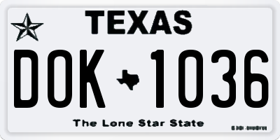 TX license plate DOK1036
