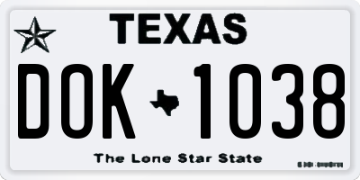 TX license plate DOK1038