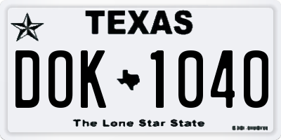 TX license plate DOK1040