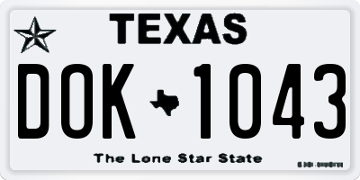 TX license plate DOK1043