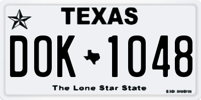 TX license plate DOK1048