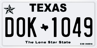 TX license plate DOK1049