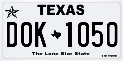 TX license plate DOK1050