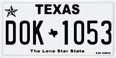 TX license plate DOK1053
