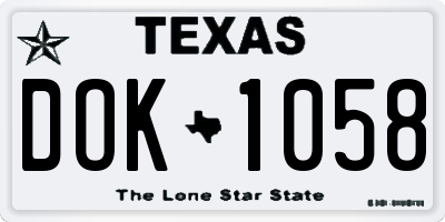 TX license plate DOK1058