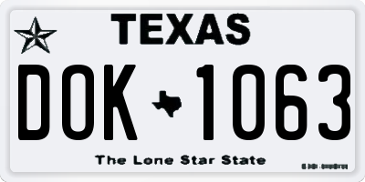 TX license plate DOK1063