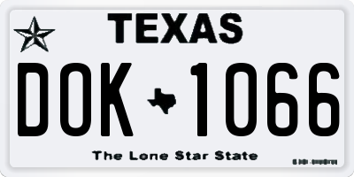 TX license plate DOK1066