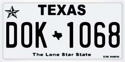 TX license plate DOK1068