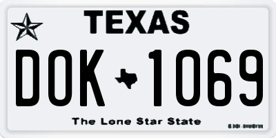 TX license plate DOK1069