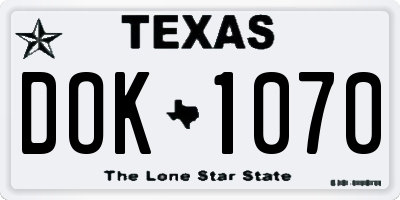 TX license plate DOK1070