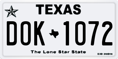TX license plate DOK1072