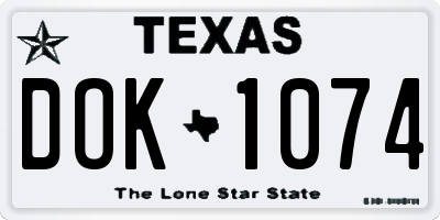 TX license plate DOK1074