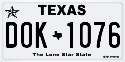 TX license plate DOK1076
