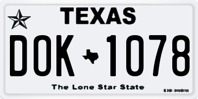 TX license plate DOK1078