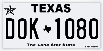 TX license plate DOK1080
