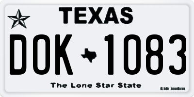TX license plate DOK1083