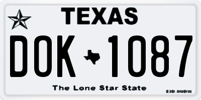TX license plate DOK1087