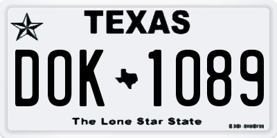 TX license plate DOK1089