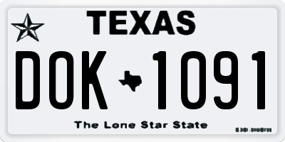 TX license plate DOK1091