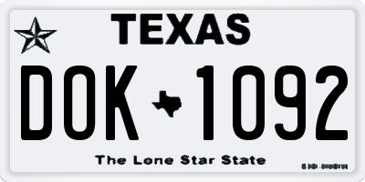 TX license plate DOK1092