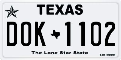 TX license plate DOK1102