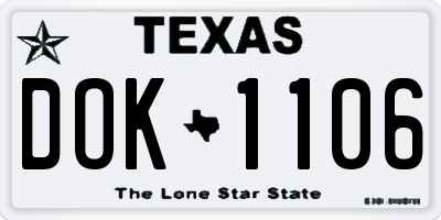 TX license plate DOK1106