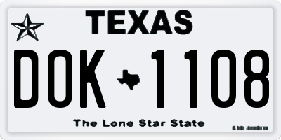 TX license plate DOK1108