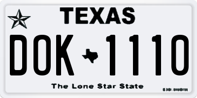 TX license plate DOK1110