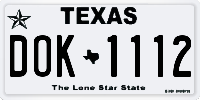 TX license plate DOK1112