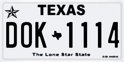 TX license plate DOK1114