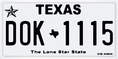 TX license plate DOK1115