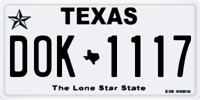 TX license plate DOK1117