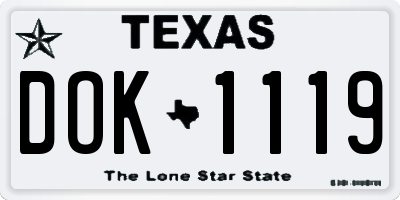 TX license plate DOK1119