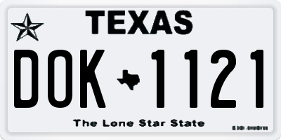 TX license plate DOK1121