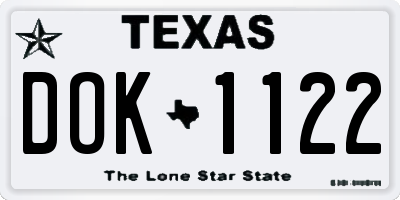 TX license plate DOK1122