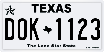 TX license plate DOK1123