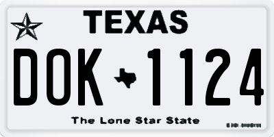 TX license plate DOK1124