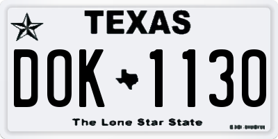 TX license plate DOK1130
