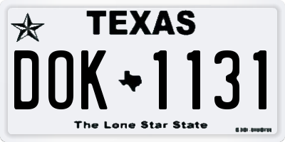 TX license plate DOK1131